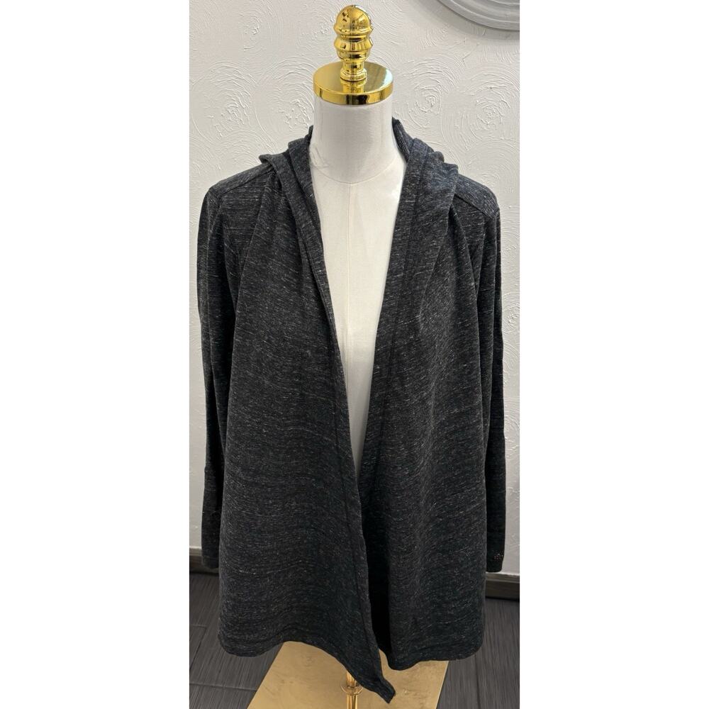 Calia Open Front Hooded Cardigan Sweatshirt Women's Dark Gray Size 3X Snap